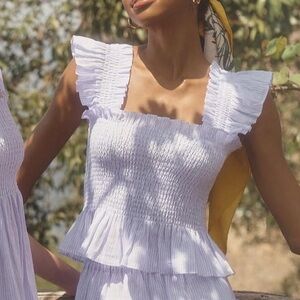 Hill House Paz Nap White Ruffled Top